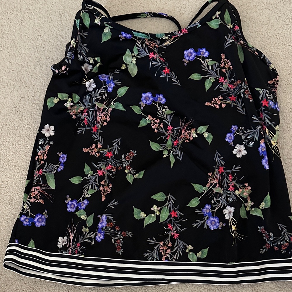 Athleta Black Floral Swimwear Tankini Top